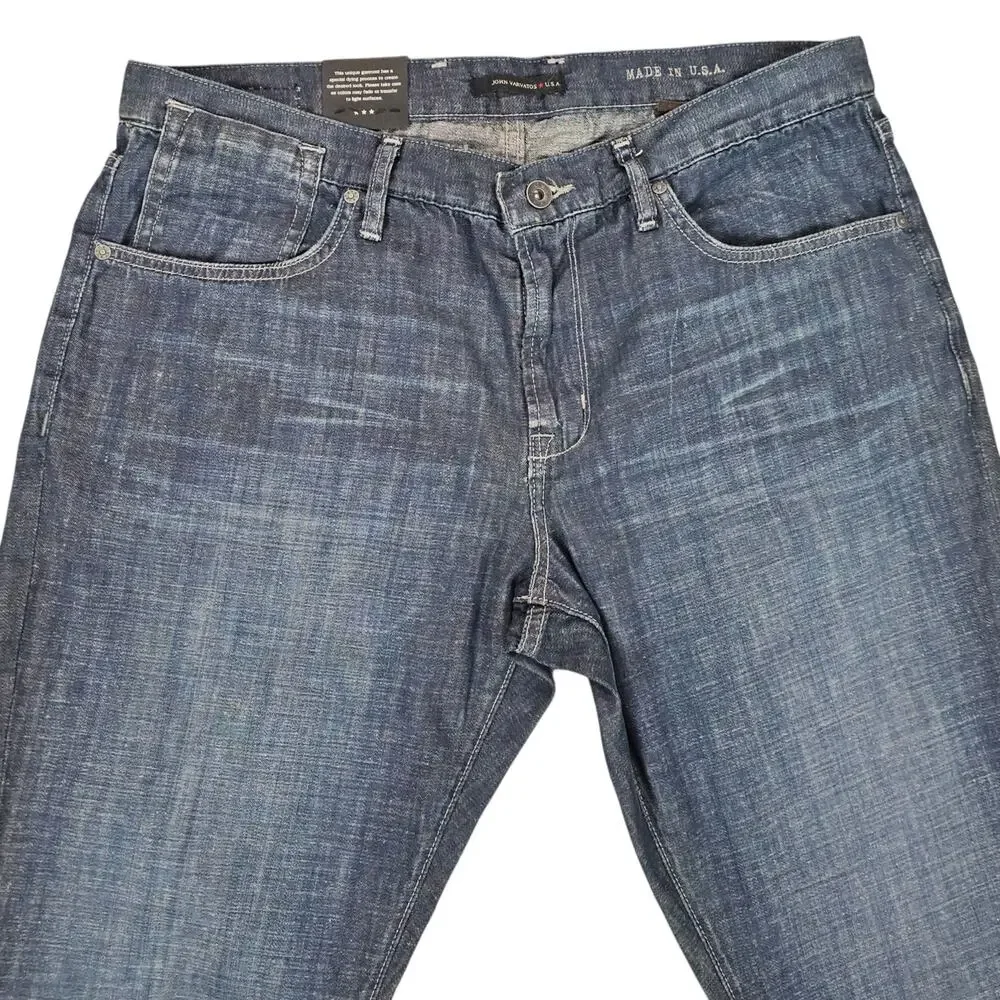 NWT John Varvatos Jeans Mens Size 38 Bowery Slim Straight Leg Casual Medium Wash